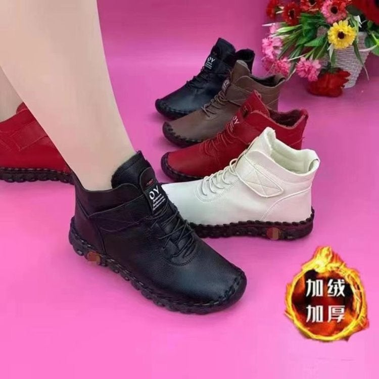 Plus Size Velcro Short Cotton-Padded Shoes Women'S Hand-Stitched Thick-Soled Fleece-Lined Mao Mao High-Top Shoes Wish Supply - Image 2